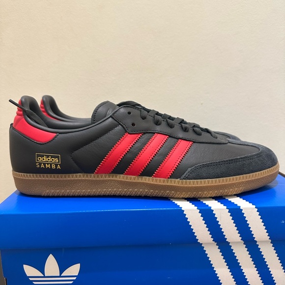NIB Men adidas Samba OG Carbon Scarlet Red Shoes IG6173 - Picture 2 of 8